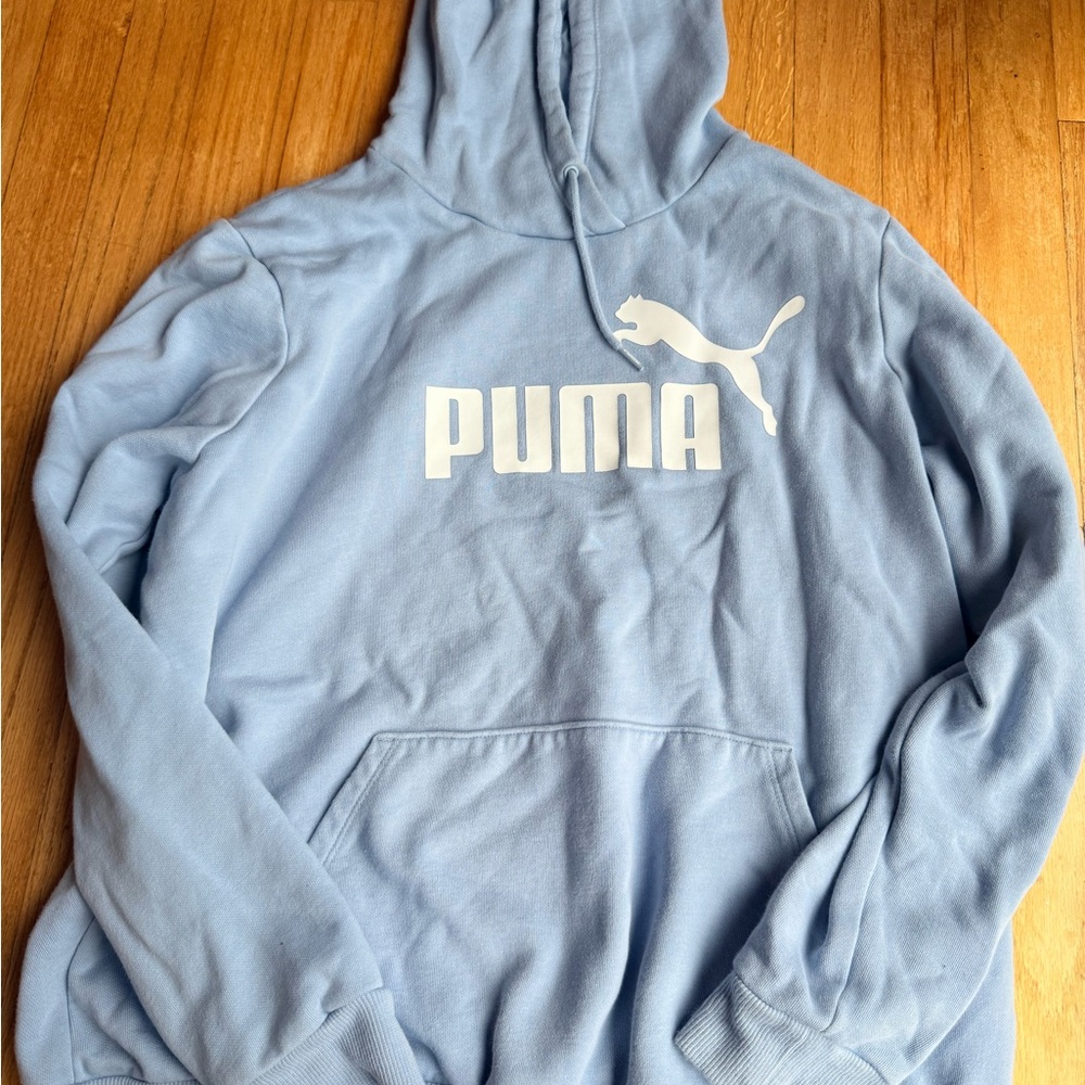 Puma Blue Hoodie Sweatshirt Soft Pullover